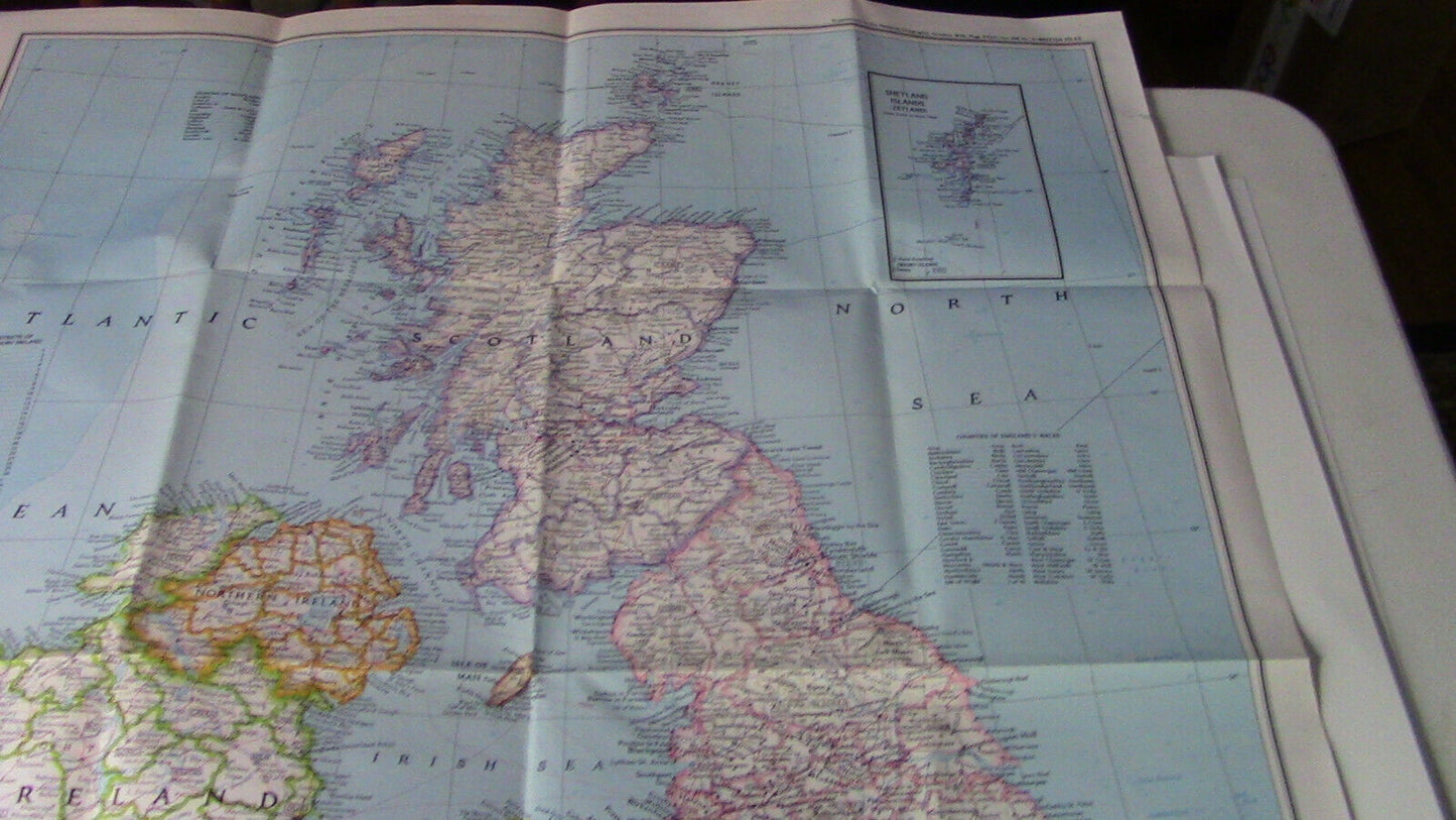 The National Geographic Magazine Map The British Isles & Medieval England 1979