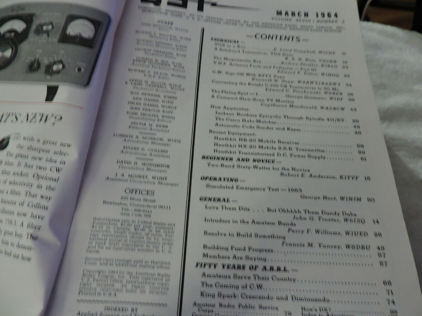 QST AMATEUR RADIO MAGAZINE MARCH 1964  50TH ANNIVERSARY