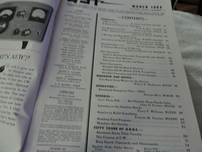 QST AMATEUR RADIO MAGAZINE MARCH 1964  50TH ANNIVERSARY