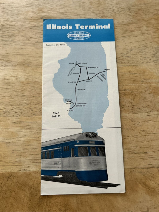Illinois terminal Time Table Book Sep 30, 1951