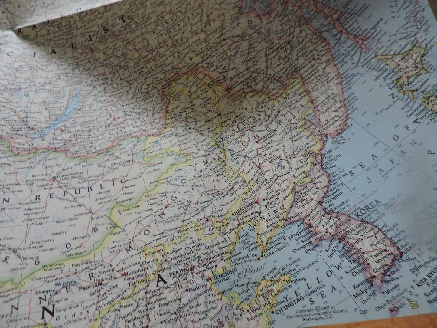 NATIONAL GEOGRAPHIC SOCIETY MAP OF THE EASTERN SOVIET UNION 1967