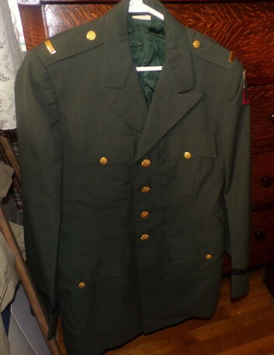 United States Army Dress Jacket (Green, Size 38L) with 1st Army Division Patch