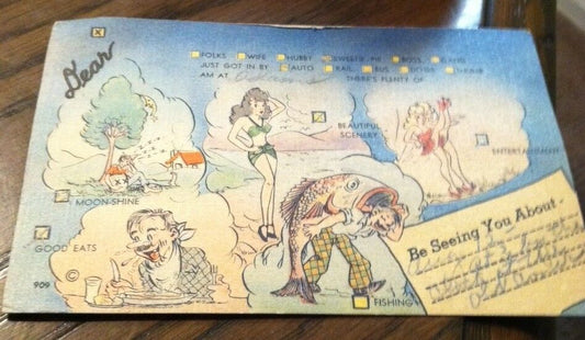 Vintage Postcard 1946 & 1 Cent Park Stamp (Posted)