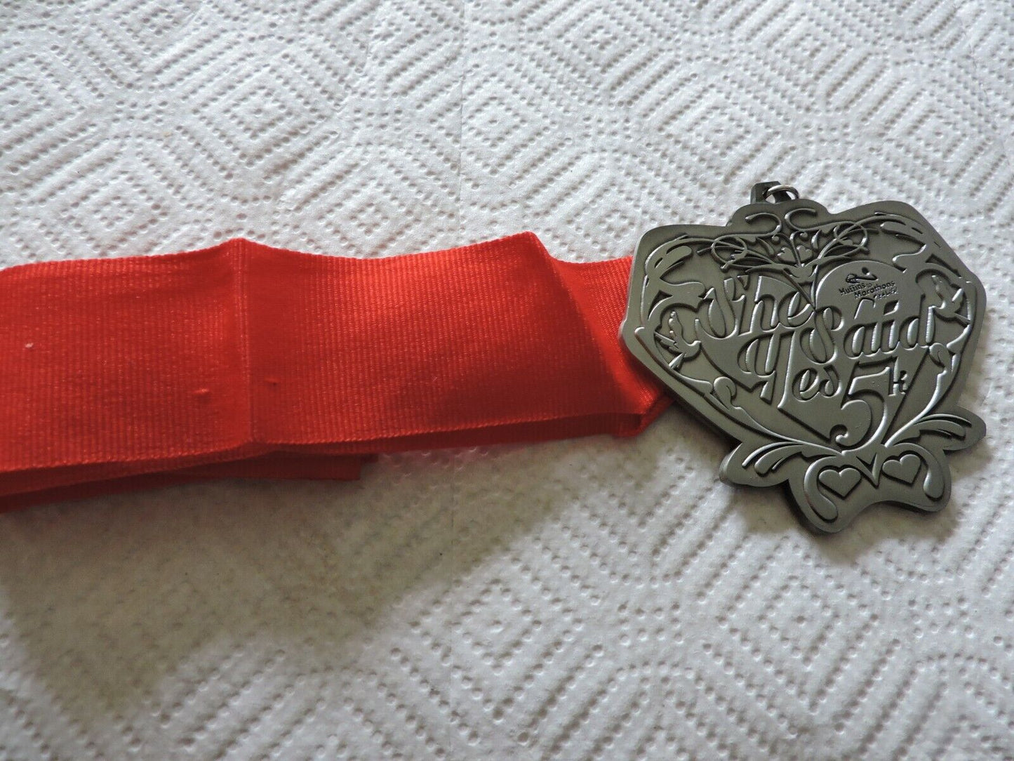 SHE SAID YES--5K MEDAL--RED RIBBON