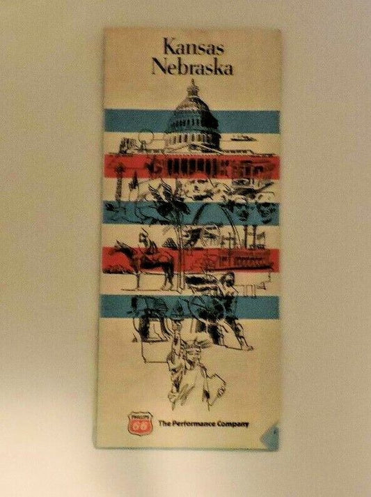 Vintage Kansas Nebraska Folding Map Produced By Phillips 66