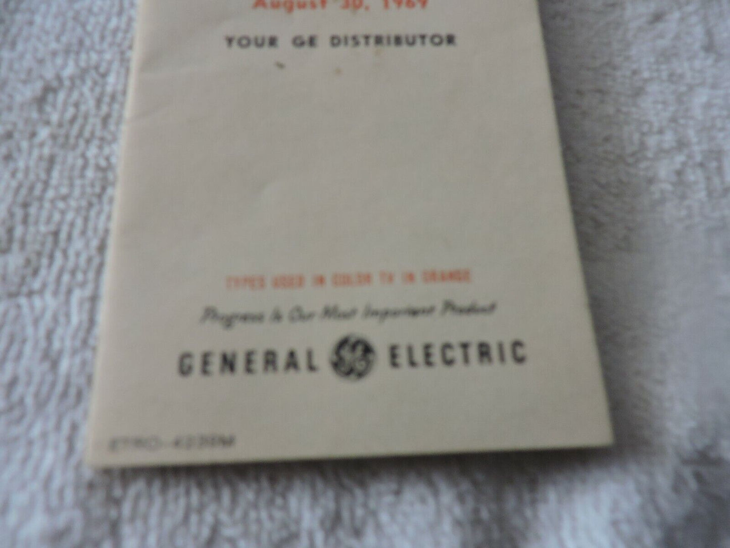 GE TUBE LIST PRICES, AUGUST 30, 1969
