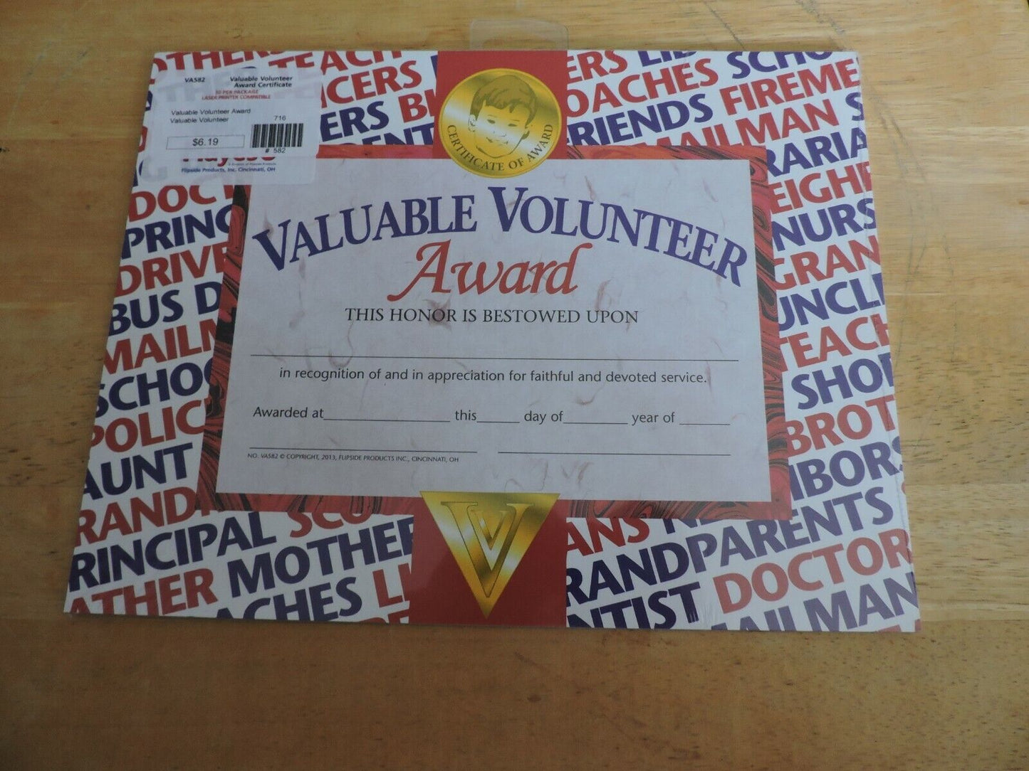 Valuable Volunteer Award  Package of 30 NEW