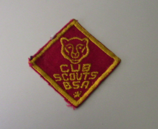 BSA: Vintage Cub Scout Bear Rank Patch (Gold on Red)