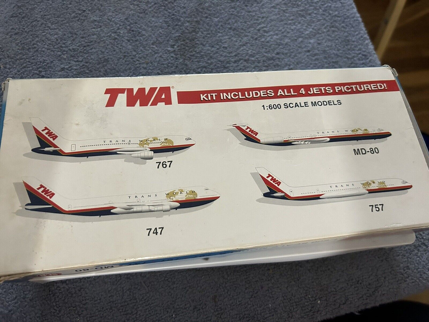 COLLECTOR'S ITEM:  NIB TWA JETS 767-757-747  & MD-80 (1:600 SCALE MODELS)