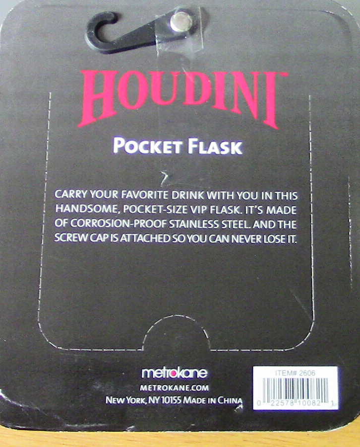 Pocket Flask 6oz 18/8 Stainless Steel Rabbit (Houdini) Metrokane Polished Finish