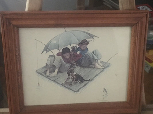Norman Rockwell Print: Children Fishing