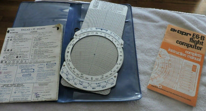 aopr -E6B FLIGHT COMPUTER  WITH DALLAS-FT. WORTH TEXAS AERONAUTICAL CHART