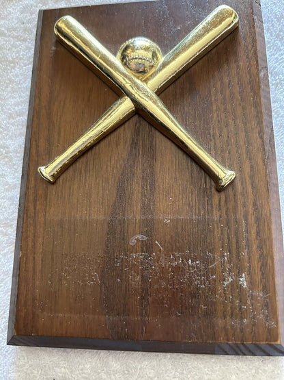 PLAQUE:  BATS--WOOD BASE-- 6.5X 4.5 X.5 INCHES