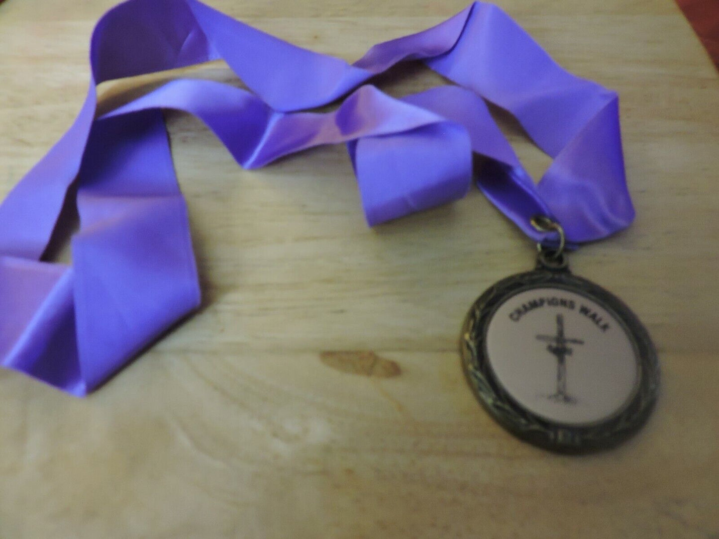 RELIGIOUS 1.75 INCH MEDAL:  CHAMPIONS WALK PURPLE RIBBON