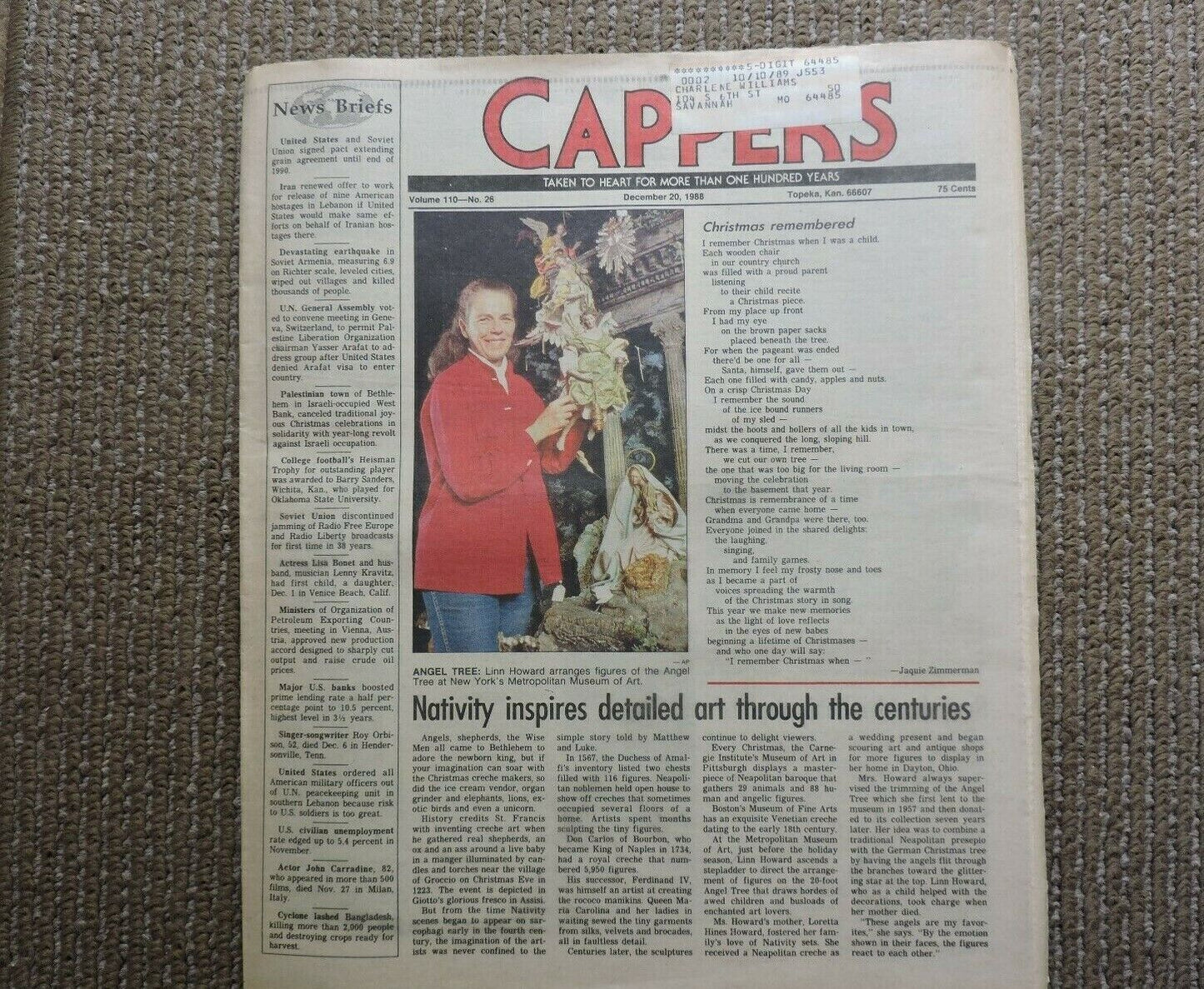 Capper's Newspaper (Topeka, Kansas) - Volume 110, No. 26 (December 20, 1988)