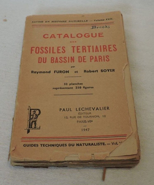 Vintage and Antigue 1947 Catalogue des Fossiles Tertiaires du Bassin de Paris