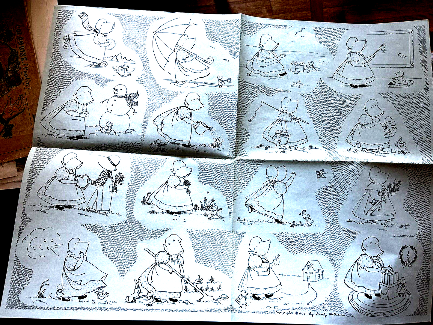 SHEET OF DRAWINGS BY SANDY WILLIAMS 1974