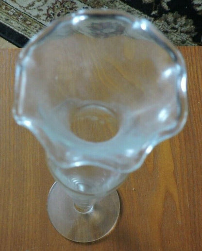 ETCHED GLASS VASE  (10 INCHES TALL-BASE 3 INCHES-TOP OPENING 2 INCHES)