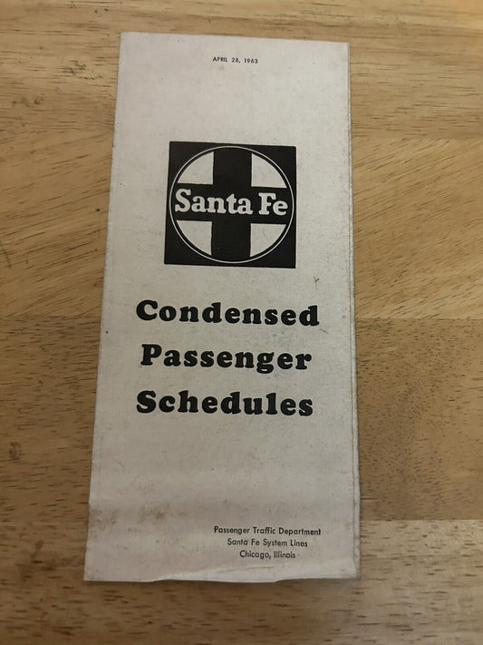 SANTE FE CONDENSED PASSEGER SHEDULES  APRIL 28, 1963