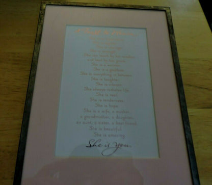 A TOAST TO WOMEN SILVER FRAMED DESK ART 8.25 X 6.25 INCHES