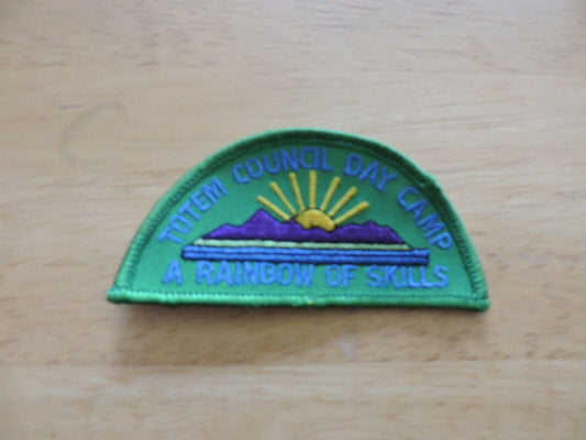 GIRL SCOUT RAINBOW OF SKILLS  PATCH-TOTEM COUNCIL DAY CAMP 3X1.75 HALF MOON