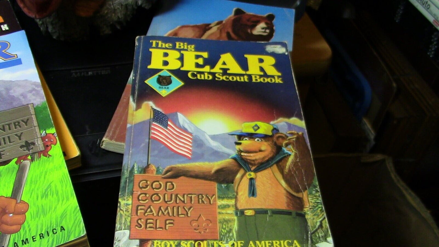 Lot of 4 Cub Scout "Bear" Books ( '54, '67, '84, '99) and Bear Wall Hanger