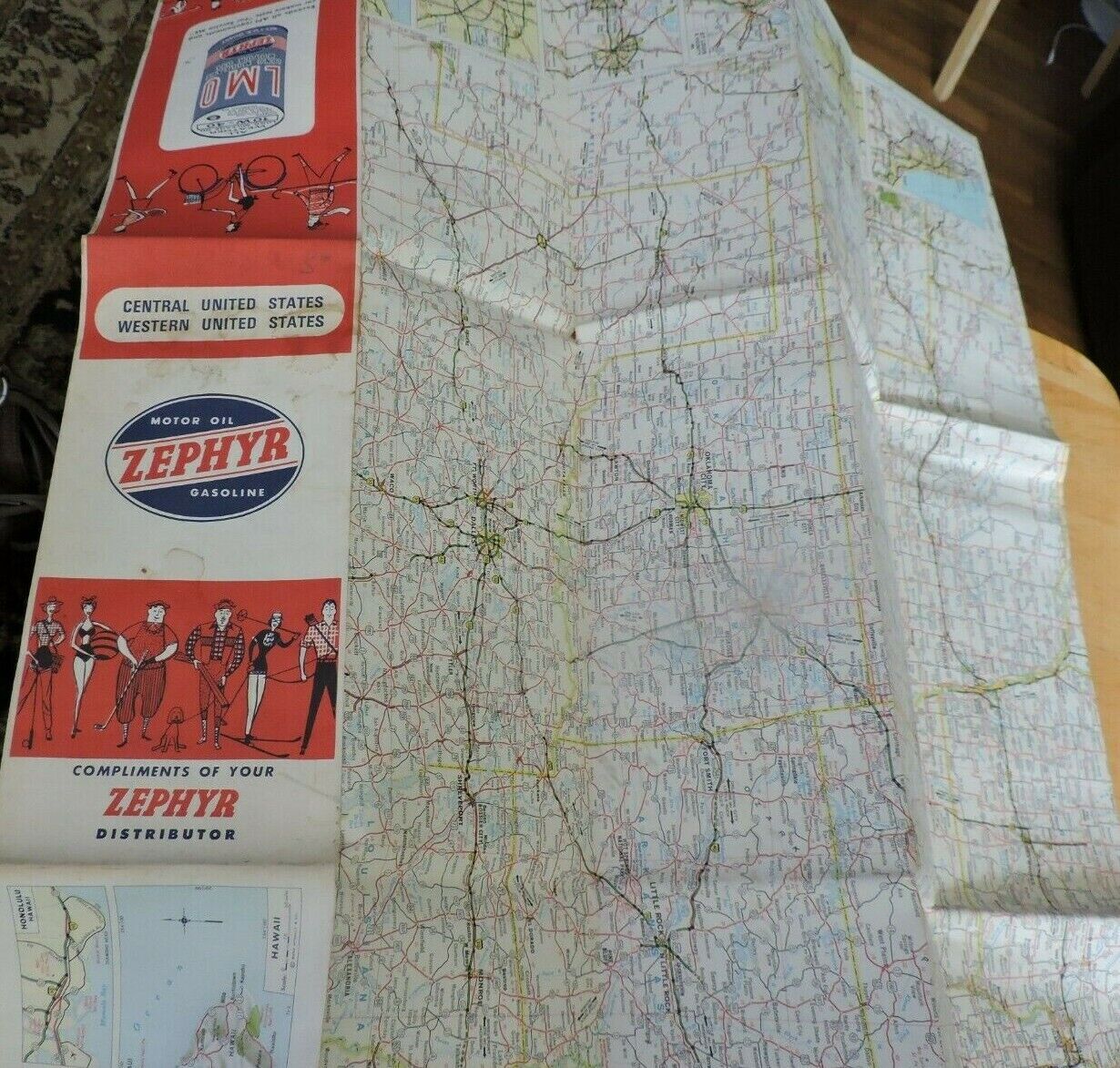 Zephyr Motor Oil Gasoline Central and Western United States Map 1971