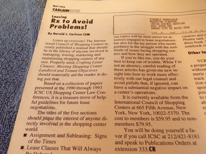 The Carlson Report for Shopping Center Management - May 1995 Edition