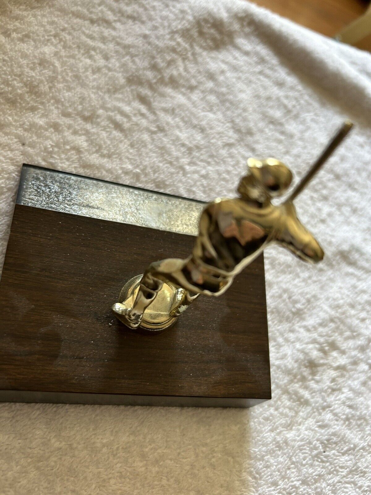 TROPHY: BATTER --PLASTIC--WOOD BASE--4.5X3.5X 4 INCHES