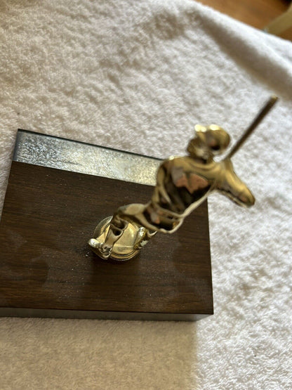 TROPHY: BATTER --PLASTIC--WOOD BASE--4.5X3.5X 4 INCHES