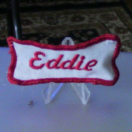 Uniform, Name Patch:EDDIE (White Background/Red Outline & Letters)