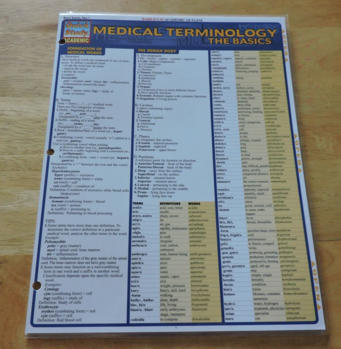 QUICK STUDY MEDICAL TERMINOLOGY: THE BASICS 2002