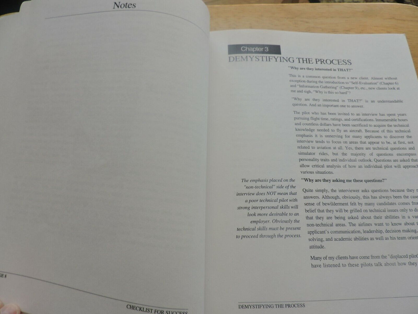 CHECK LIST FOR SUCCESS--A PILOT'S GUIDE TO THE SUCCESSFUL INTERVIEW 1997