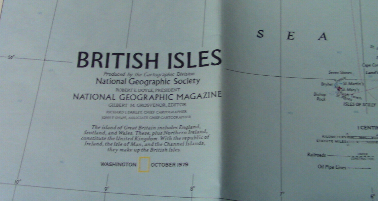 The National Geographic Magazine Map The British Isles & Medieval England 1979