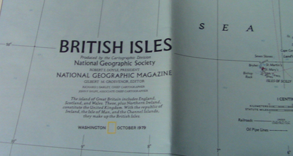 The National Geographic Magazine Map The British Isles & Medieval England 1979