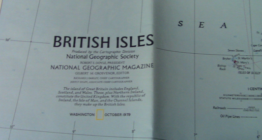 The National Geographic Magazine Map The British Isles & Medieval England 1979