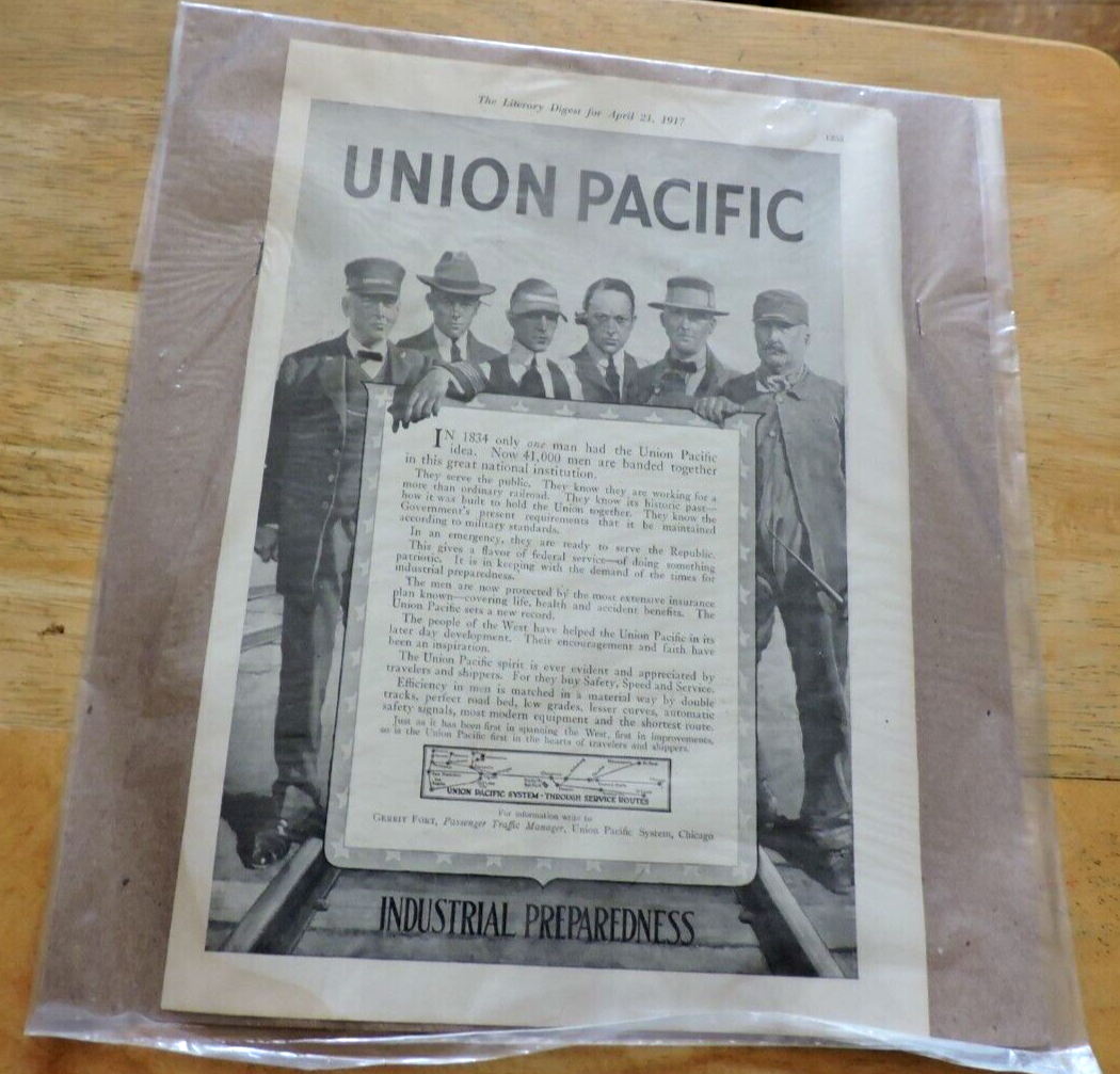 UNION PACIFIC INDUSTRIAL PREPAREDNESS ADVERTISEMENT PAGE 12X8.5 INCHES