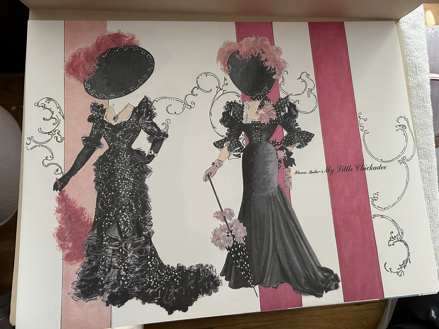 THREE SHEETS OF BEAUTIFUL OUTFITS--NO DOLL--BEULALI PEEL ME A GRAPE