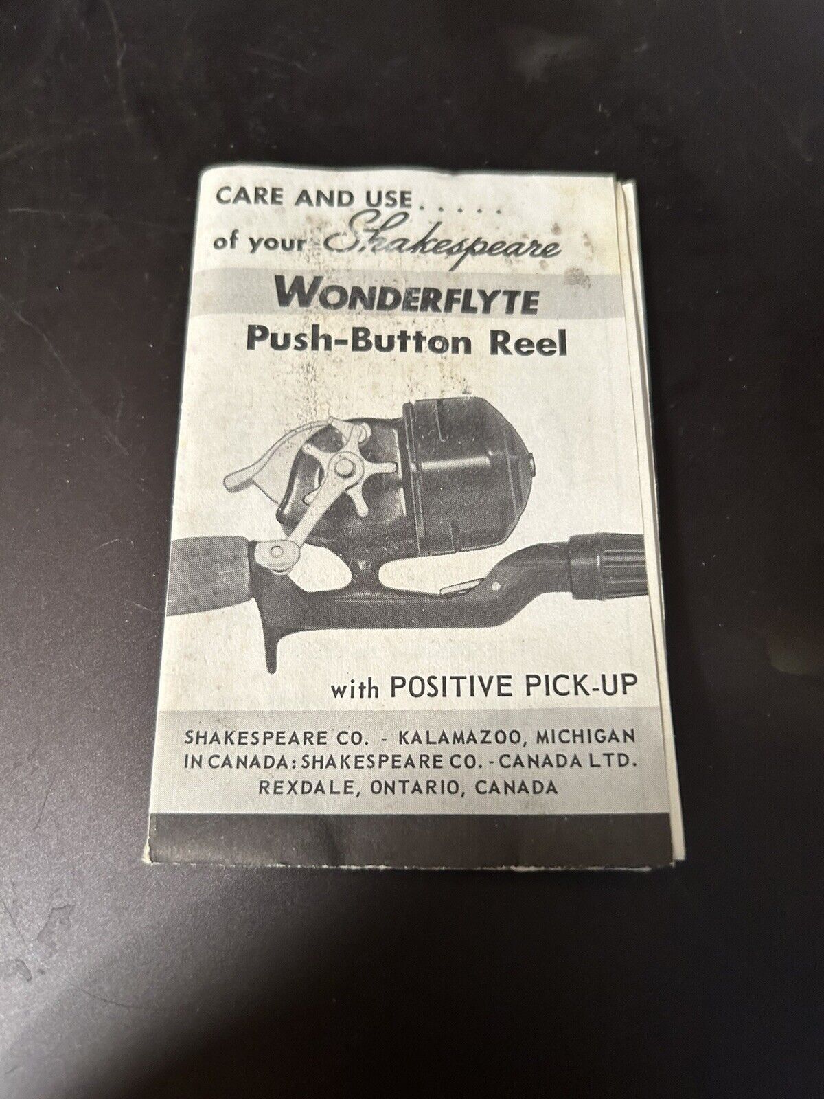 Vintage Shakespeare Wonderflyte Push Button Reel Instructions