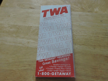 TWA Worldwide Timetable Effective March 2, 1992