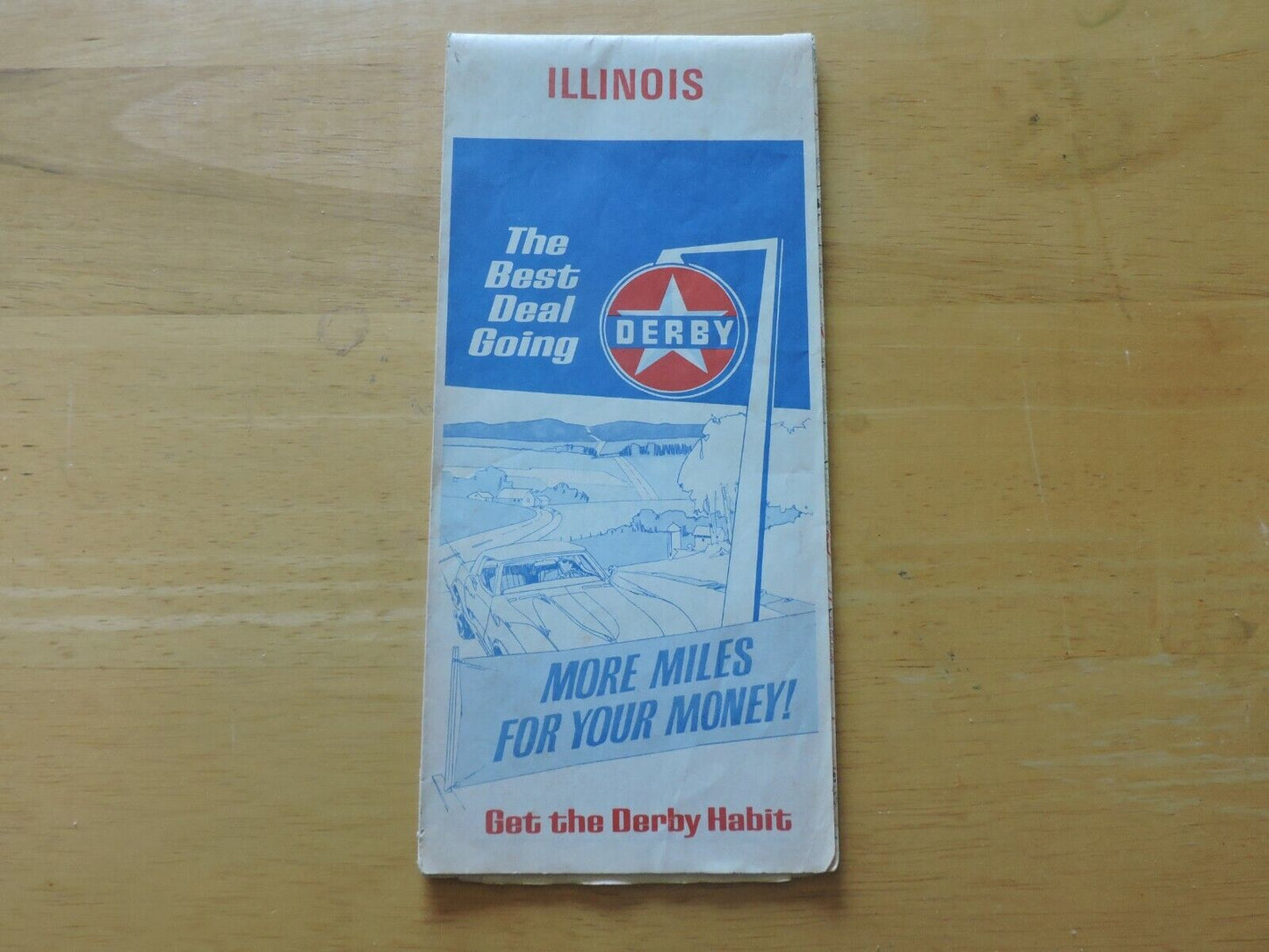 Illinois Road Map-- The Best Deal Going Derby Map  1973