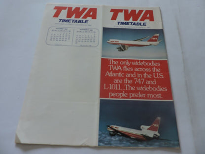 TWA  TIMETABLE OCTOBER 1-OTOBER 25, 1980
