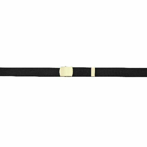 ADJUSTABLE 54" INCH CANVAS MILITARY WEB BELT BLACK WITH GOLD BUCKLE
