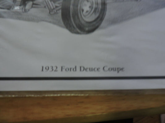 PRINTING OF 1932 FORD DEUCE COUPE SIGNED DALE ADKINS 14X11 INCHES