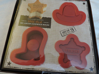 WILD WEST ICE CREAM SANDWICH MOLDS  SET OF 3 (NIB)