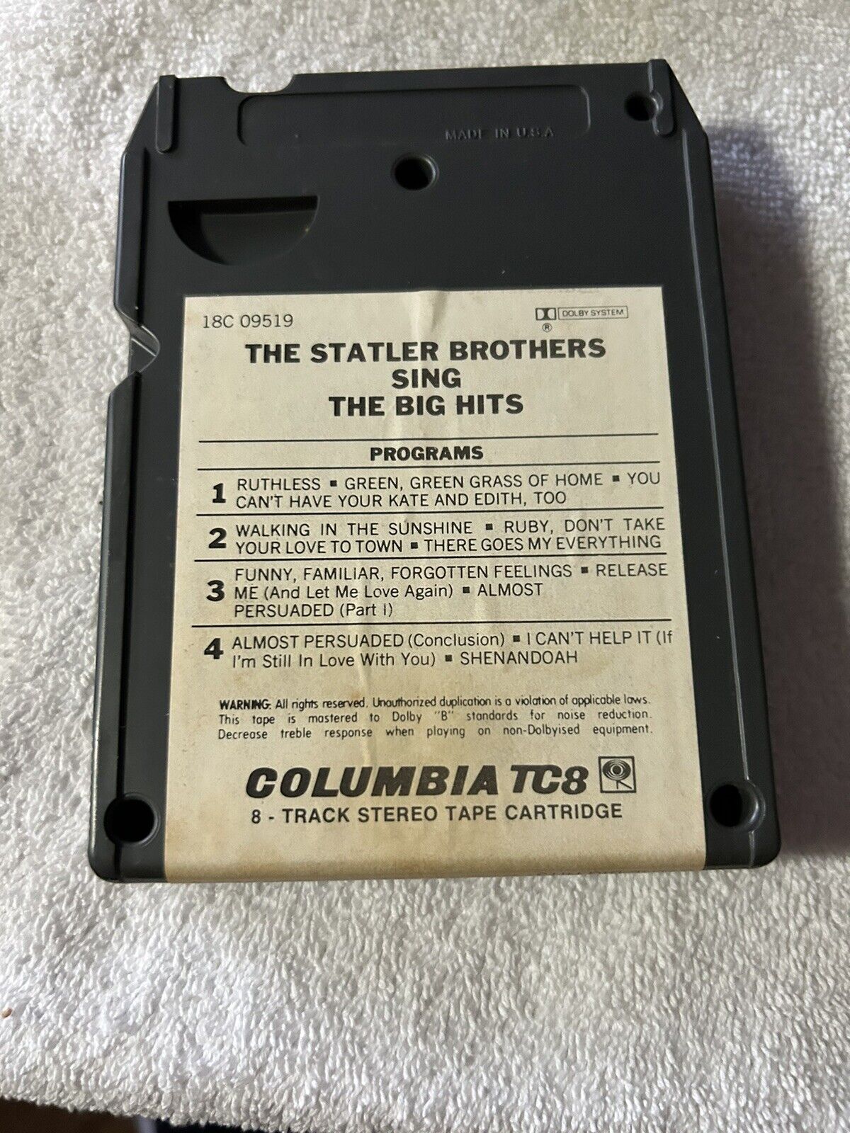 8 TRACK TAPE:  THE STRATLER BROTHERS SING THE BIG HITS