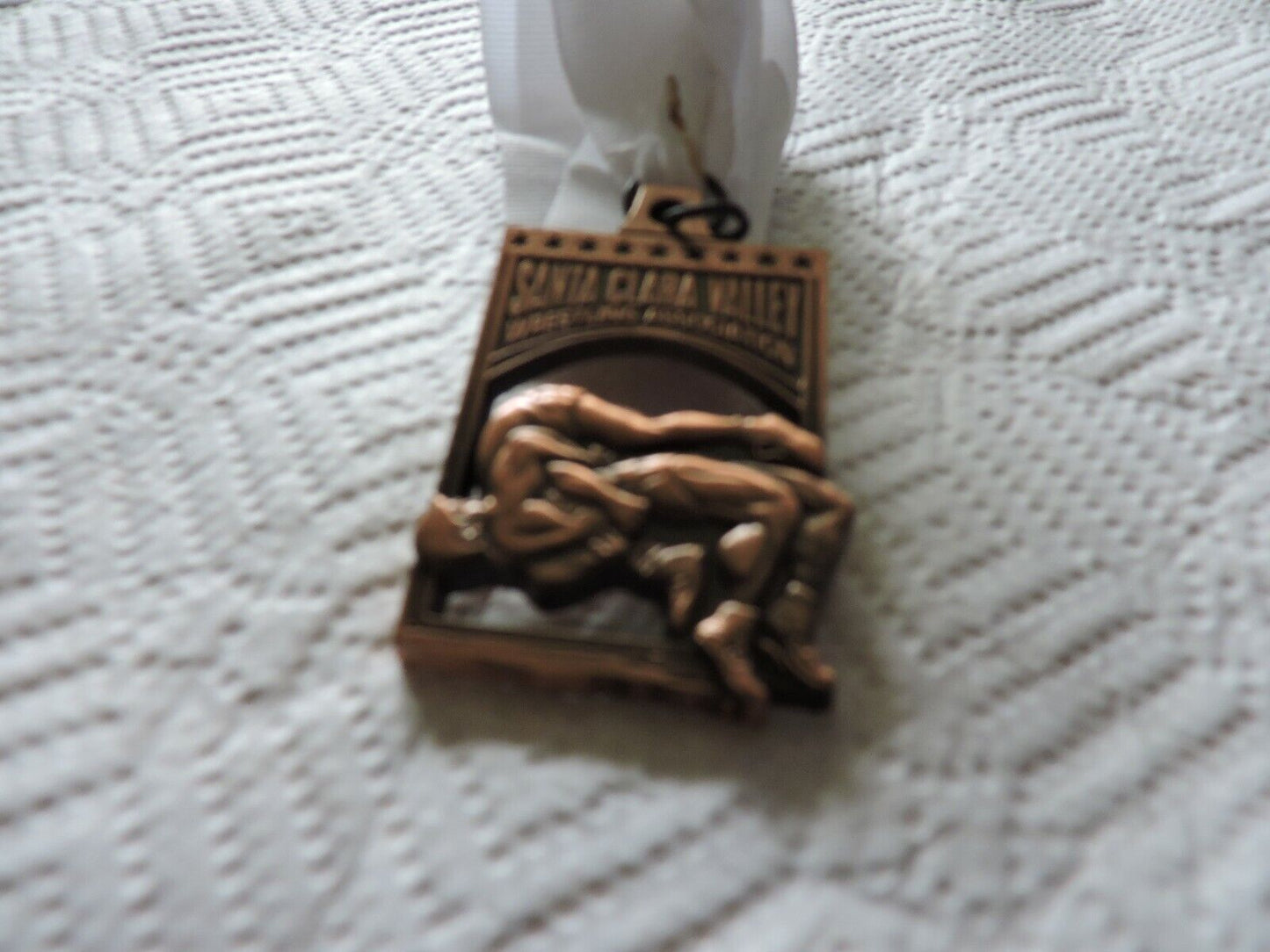 SANTA CLARA VALLEY WESTLING ASSSOCIATION- WITH WHITE RIBBON MEDAL 2X1.5 INCHES