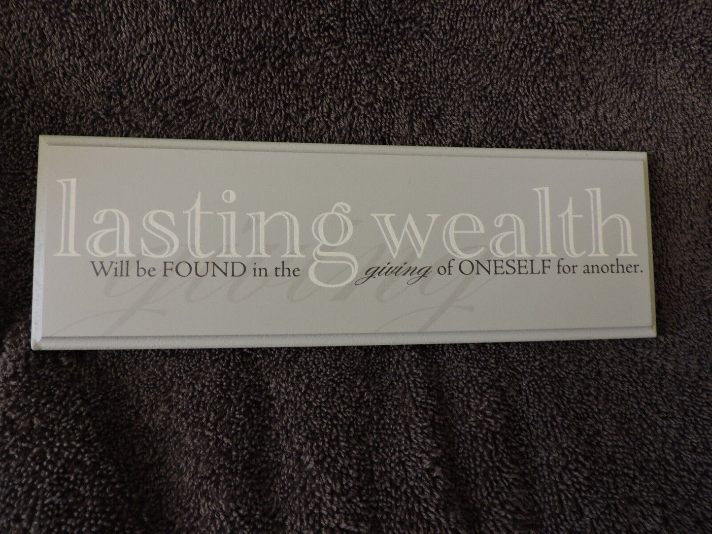 WALL PLAQUE "LASTING WEALTH"