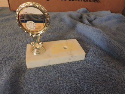 Volleyball Trophy, White, Marble Base (5" Long X 2 1/2" Wide X 5" High)
