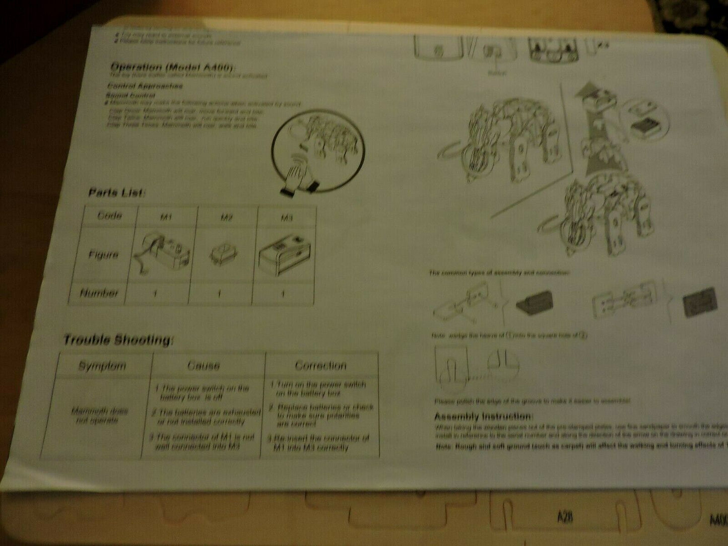 WOODEN WALKING TALKING MAMMOTH BY WEMBLEY EASY TO ASSEMBLY, NO GLUING NEEDED, NE
